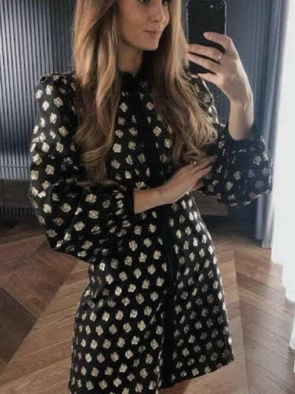 Black and Gold Metallic Dress